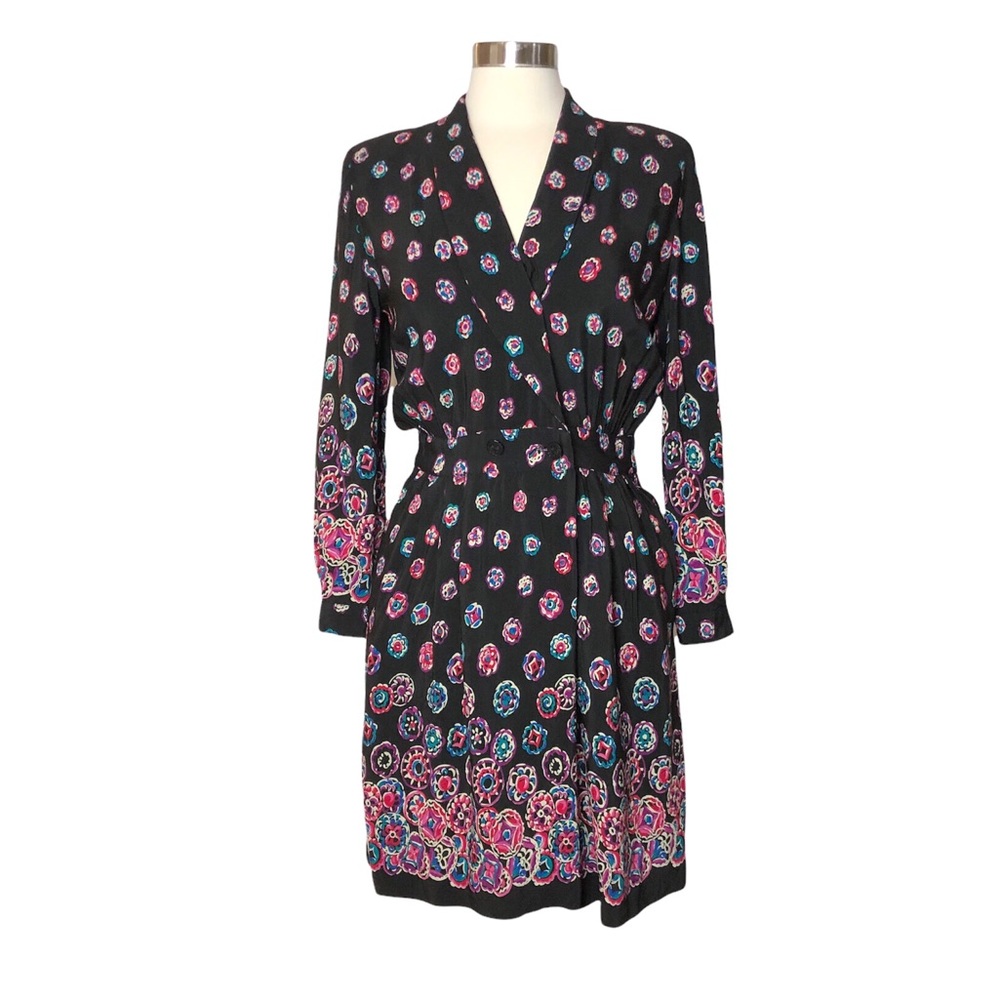 Vintage 90s Liz Claiborne Floral Rayon Romper Skorts Dress with Pockets